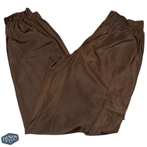 ALO Yoga Brown Cargo Jogger Pants S Crinkle Nylon Drawstring Lightweight Style - Picture 10 of 15